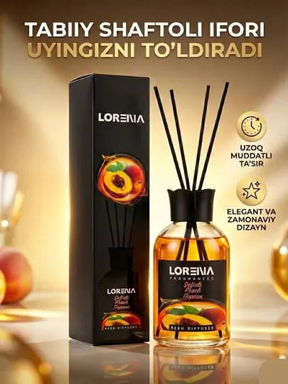 Аромадиффузор Loreva: Парфюм для дома с палочками, стойкий аромат Lorena, Loreva