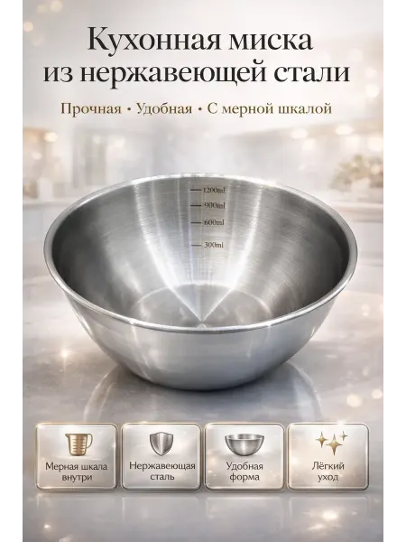 Мона Миска металлическая кухонная нержавейка