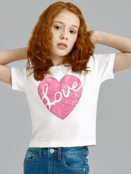 Mokida Футболка укороченная с принтом Love