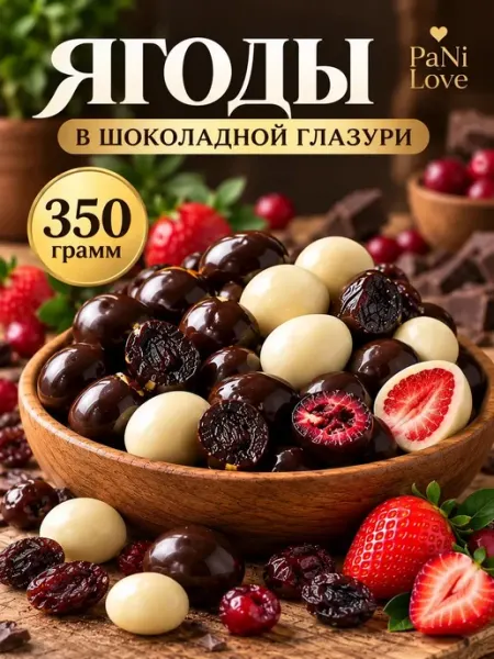 PaNi Love Ягоды в шоколаде, в глазури, ассорти клубника, изюм, клюква