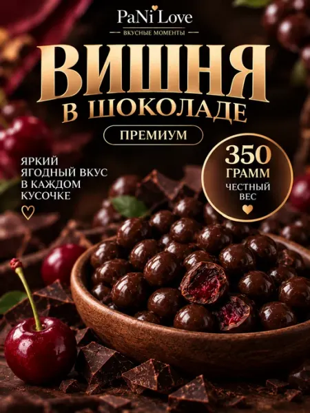 PaNi Love Ягоды вишня в тёмной и белой шоколадной глазури