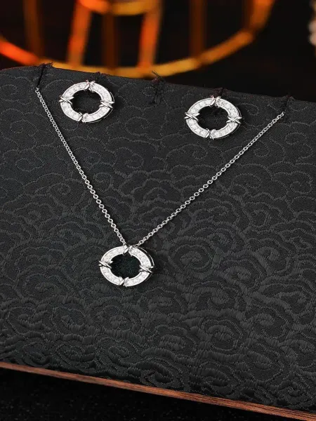 Luckys shop Набор бижутерии серьги и подвеска круглые