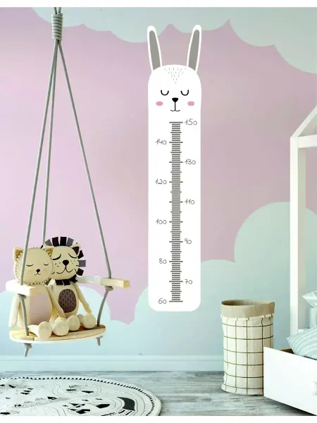 Lullu Rooms Ростомер детский наклейка подарок Зайчик белый