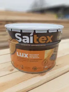 Saitex LUX Сосна, 1 л, Деревозащитный состав, Сайтекс Люкс для защиты и декора древесины с восковыми добавками, декоративное тонирование, ГЛЯНЦЕВОЕ покрытие, Шелангерский химзавод САЙВЕР