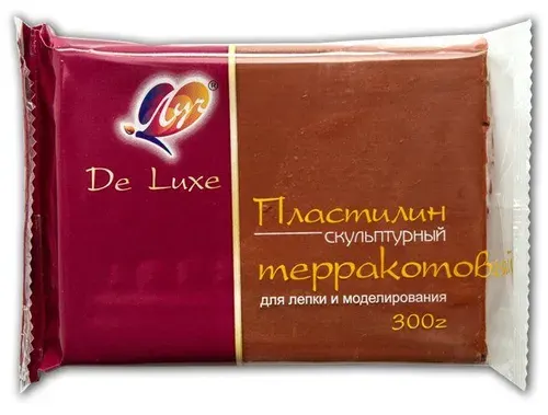 Пластилин скульптурный терракотовый, 300 гр, De Luxe Луч