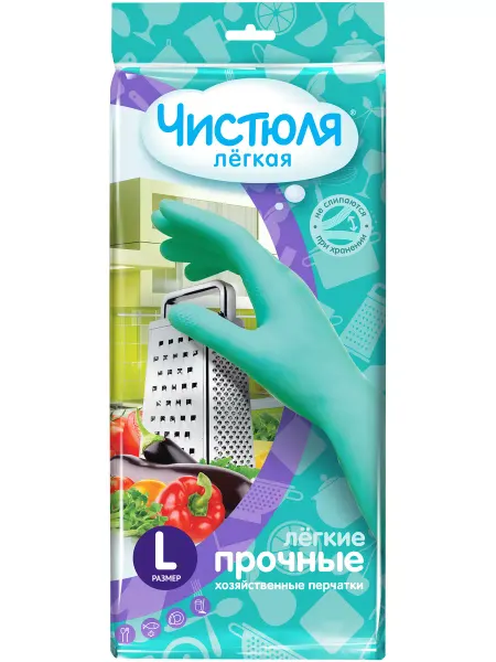 ЧИСТЮЛЯ Перчатки хозяйственные Легкие размер S