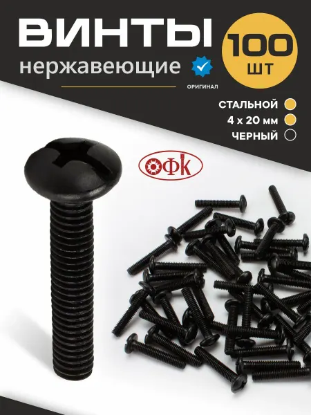 ОФК Винт нержавеющий Черный M4х20мм 100 шт