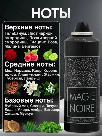 Парфюмированный дезодорант для активных мужчин Magie Noire, 200 мл