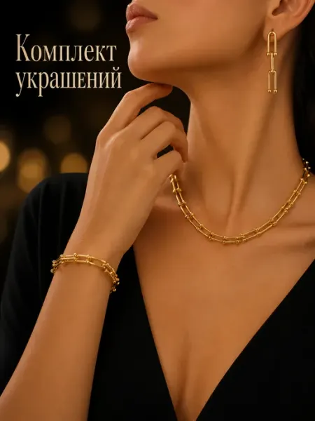 MANAXY Комплект бижутерия колье серьги и браслет