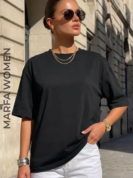 MARFAWOMEN Футболка однотонная оверсайз
