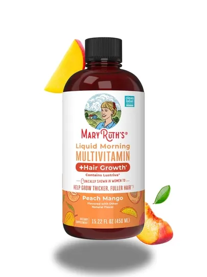 Mary Ruth's, мультивитамины, жидкие, для роста волос, манго-персик, 450 мл, США