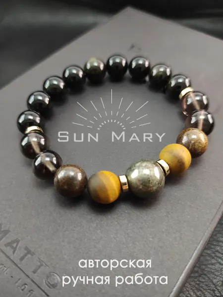 Sun Mary Браслет из пирита бронзита тигрового глаза и обсидиана