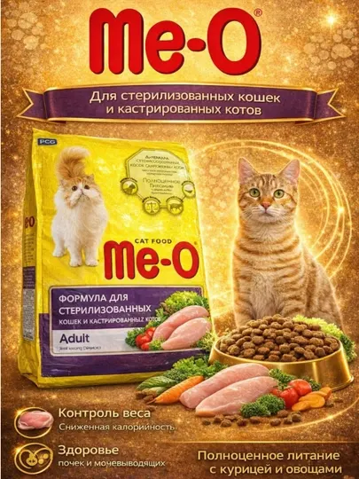 Сухой корм для стерилизованных кошек и котов Me-O 7 кг