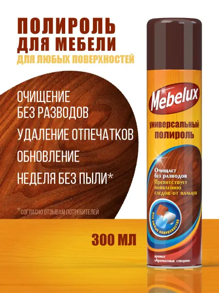Полироль для мебели и пластика Mebelux антипыль 500 мл