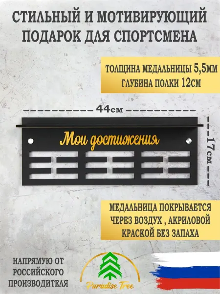 MedalsDepot Медальница с полкой "Мои достижения"