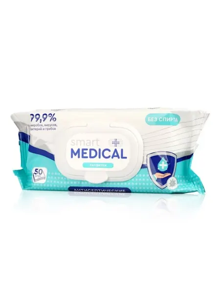 SMART MEDICAL Салфетки влажные дезинфицирующие 120 шт с клапаном
