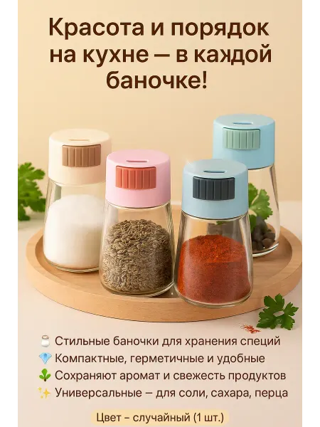 MegaMix3 Баночки для специй стеклянные с крышкой 1 штук