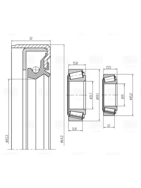 TRIALLI Ремкомплект ступицы передней для автомобиля Mercedes E W1