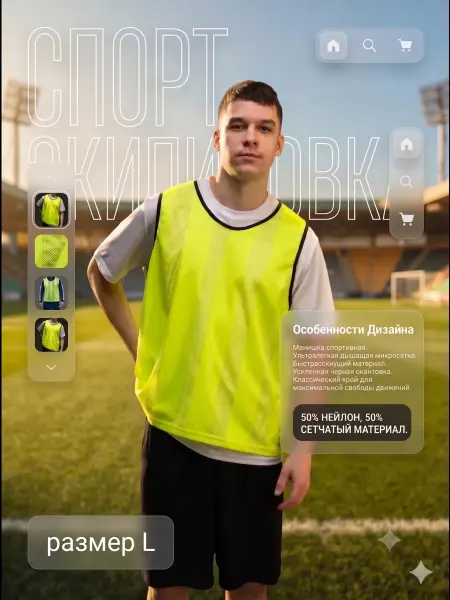 Сималенд Манишка спортивная футбольная, размер L