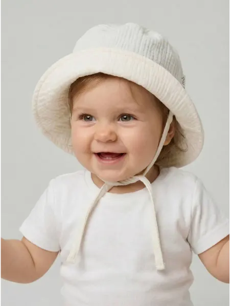 Mimibaby Панама детская летняя на завязках из муслина хлопок