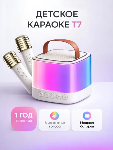 Mimishno Караоке колонка с двумя микрофонами T7 для детей