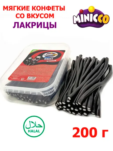 MINICCO Жевательный мармелад Лакрица палочки 200гр