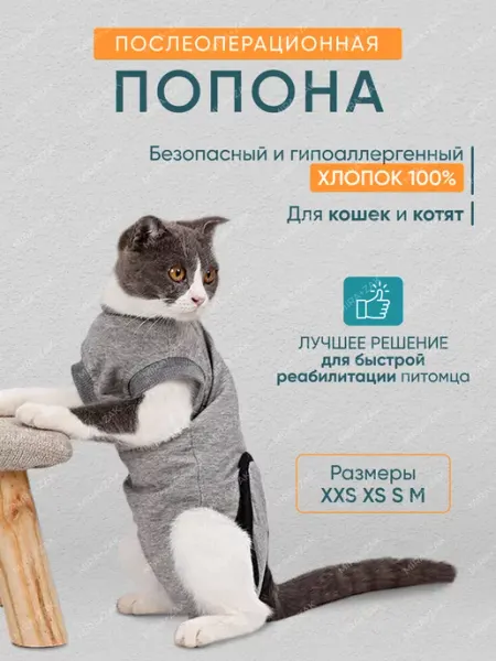 MIRA+ZAK Попона послеоперационная для кошек, попона