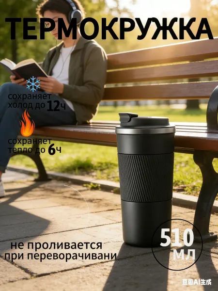 MisterX Термокружка для кофе, чая с собой и в автомобиль 510 мл