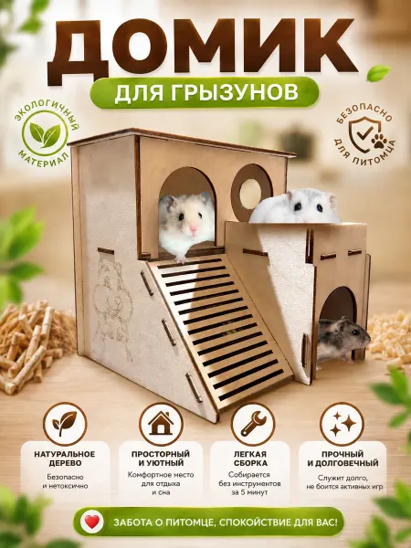 Mitby Домик для хомяка и крыс деревянный