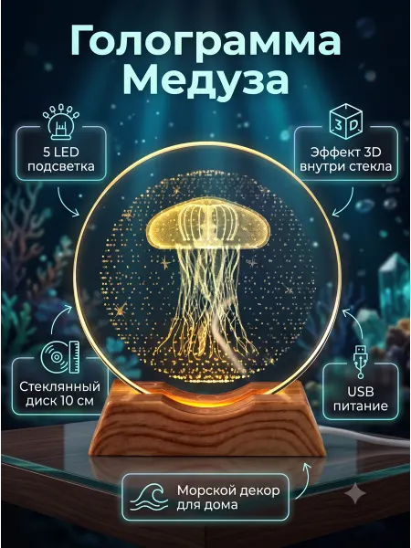Сималенд Ночник в детскую сувенир светящийся Медуза