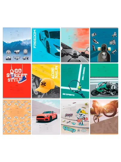 Тетрадь 24л., 12шт., клетка BG "Mix-12. Мальчики", эконом, Т5ск24_11734