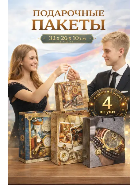 Мелочи Ви Пакеты подарочные для мужчин с принтом