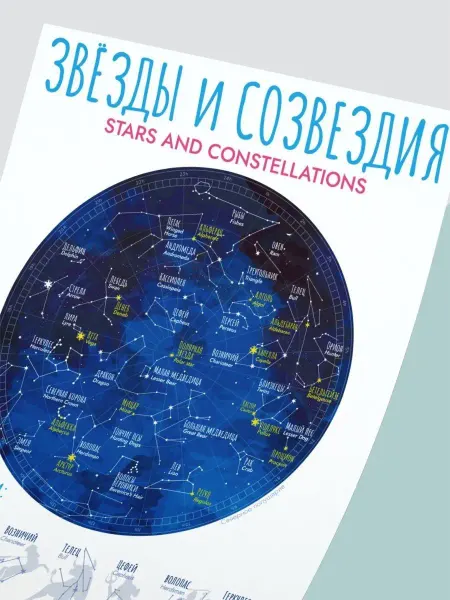 MO&TI Studio Детский обучающий плакат Созвездия Звезды космос на стену