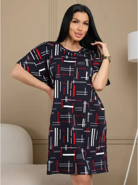 Moda Tex Туника домашняя больших размеров летняя хлопок