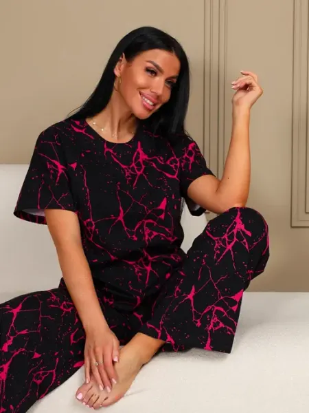 Moda Tex Пижама со штанами больших размеров домашняя