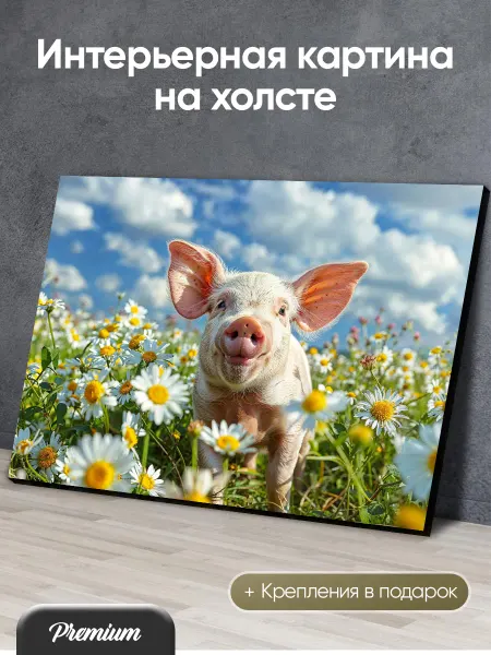 Modulka Картина на холсте Поросенок среди ромашек