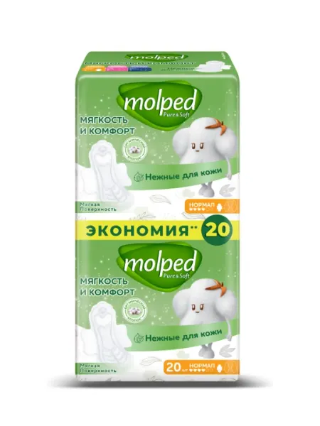 Прокладки ультратонкие Pure Soft с крылышками Normal 20 шт Molped