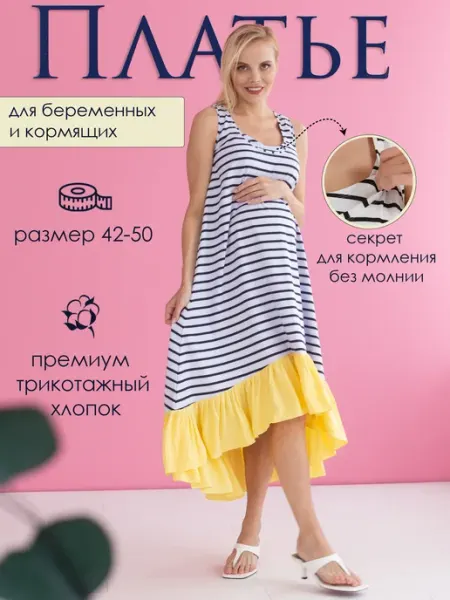Proud Mom Платье сарафан для беременных и кормящих летнее