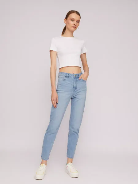 Zolla Женские джинсы Mom Slim высокой посадки