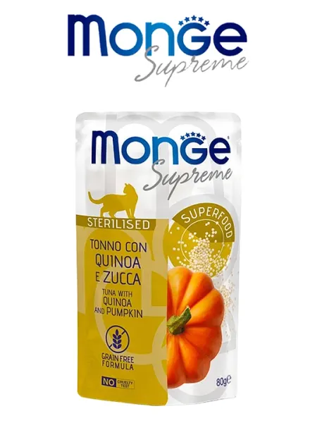 Monge пауч для стерилизованных кошек, с тунцом киноа и тыква, 80 гр по 4 штуки