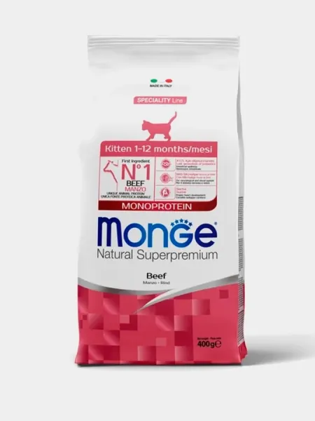 Сухой корм для котят и беременных кошек Monge Monoprotein с говядиной