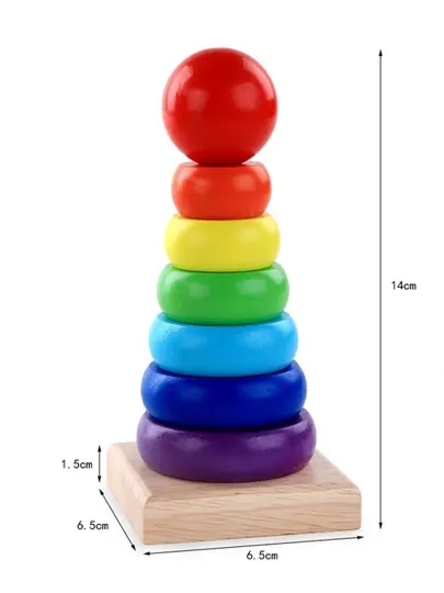 Деревянная пирамидка Montessori, развивающая игрушка для малышей, цветные кольца