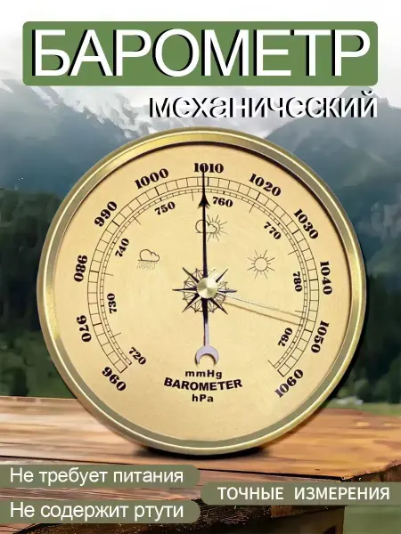 TEN MOON Барометр золотистый, с термометром и гигрометром