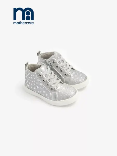Mothercare Кеды детские высокие на шнуровке на молнии с принтом Звезды
