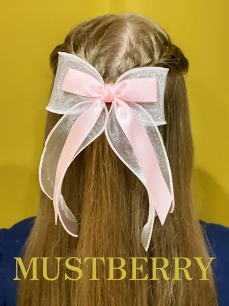 MUSTBERRY Бант для волос на заколке-автомат розовый