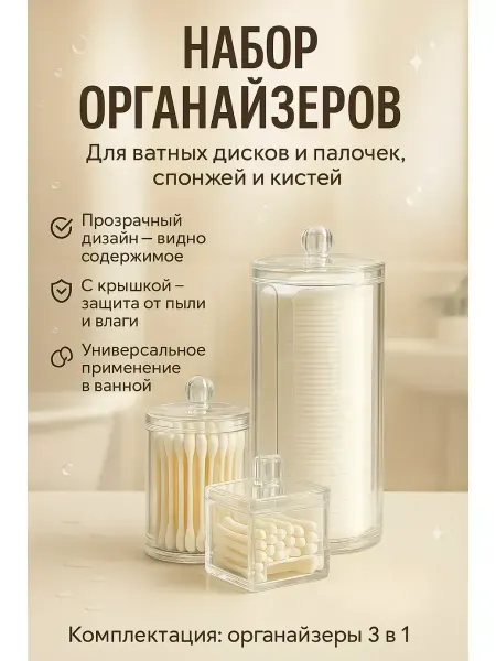 NAILYA Органайзеры для хранения ватных дисков палочек спонжей
