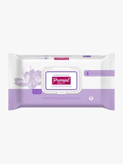 Салфетки влажные универсальные PREMIAL natural, с экстрактом крокуса, 100 шт
