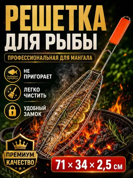 NaZARE Решетка для рыбы на мангал большая
