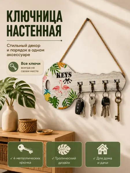 NDJ Ключница настенная в прихожую для дома держатель для ключей