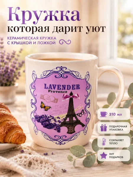 NDJ Кружка для кофе и чая Прованс в подарочной упаковке